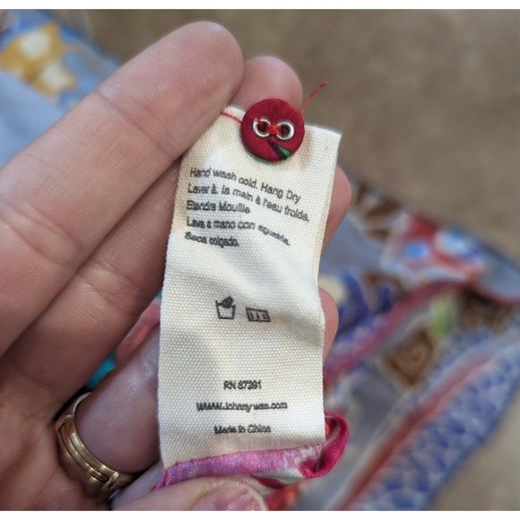 Johnny Was Kamelia Mixed Print V-Neck Button Front 100% Silk Blouse M - Picture 11 of 12